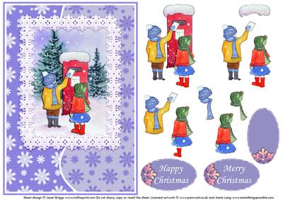 Christmas Post Card Front and Decoupage