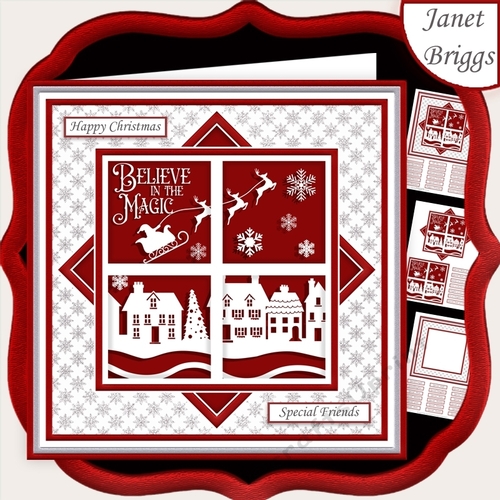 CHRISTMAS MONOTONE THROUGH THE WINDOW 7.5 Quick Layer Card