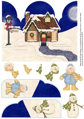 Gate Fold Pop Up Christmas Snowman Boy