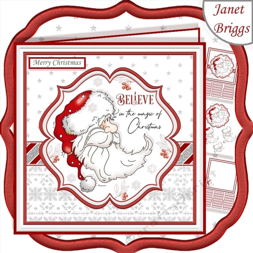SANTA BELIEVE IN THE MAGIC 7.5 Christmas Decoupage & Insert Kit