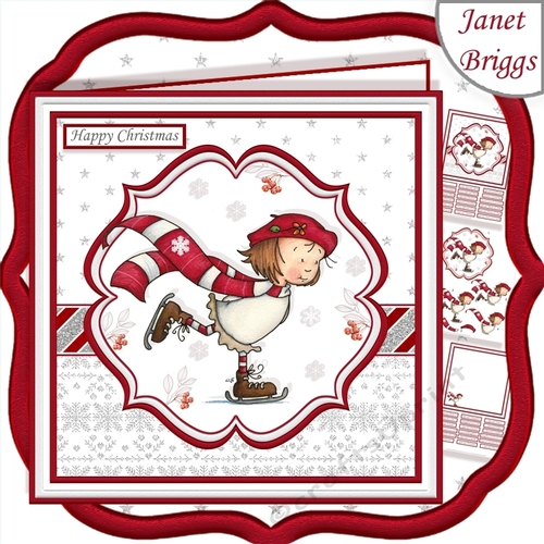 WINTER SKATING 7.5 Christmas Decoupage & Insert Kit