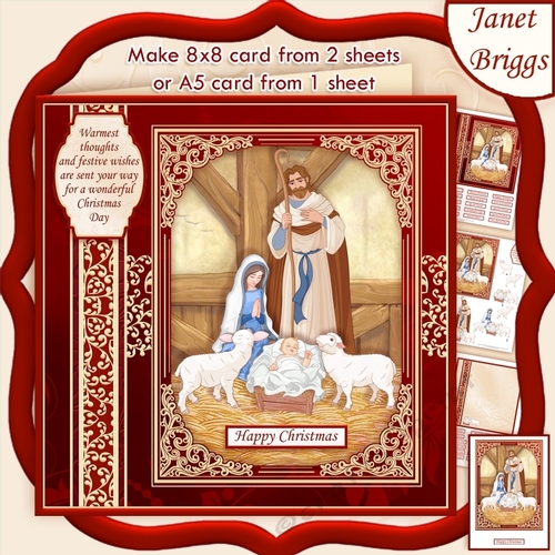 CHRISTMAS NATIVITY 7.5 or A5 Decoupage Card Kit