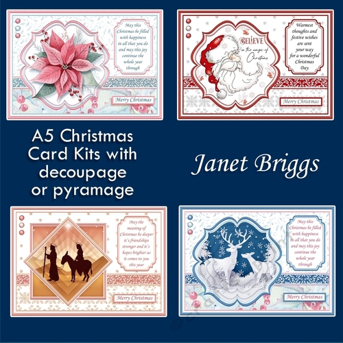 A5 CHRISTMAS CARDS & VERSES Mixed Decoupage & Pyramage Kit