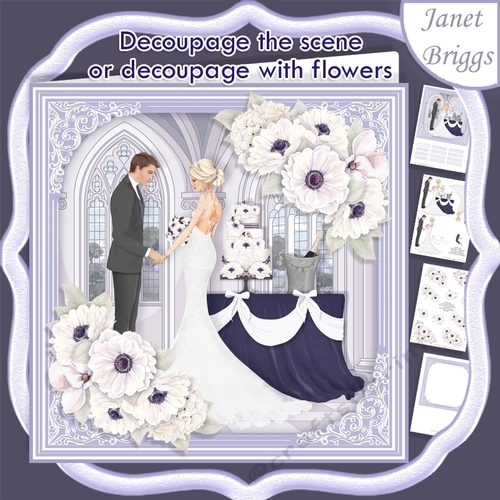 WEDDING TO HAVE & TO HOLD Lavender 7.5 Decoupage Card & Insert