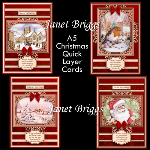 A5 RED & GOLD CHRISTMAS Quick Layer Cards & Verses Bumper Kit