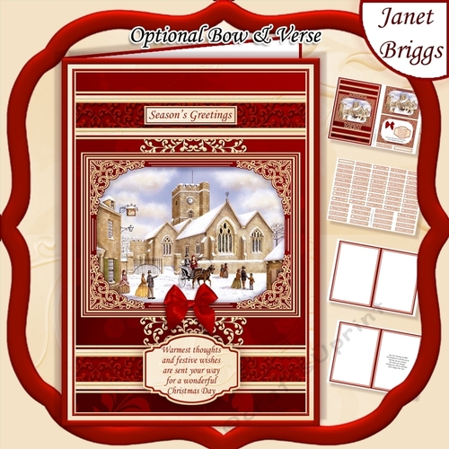 A5 RED & GOLD CHRISTMAS CHURCH Quick Layer Card Kit