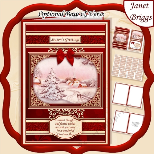 A5 RED & GOLD CHRISTMAS WINTER HAMLET Quick Layer Card Kit