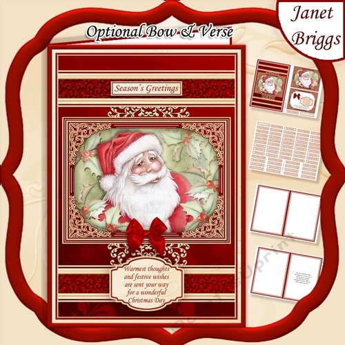 A5 RED & GOLD CHRISTMAS SANTA Quick Layer Card Kit