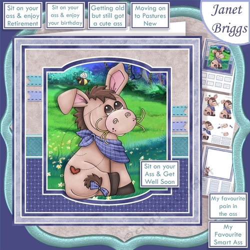 SIT ON YOUR ASS All Occasions Humorous 7.5 Decoupage Card Kit