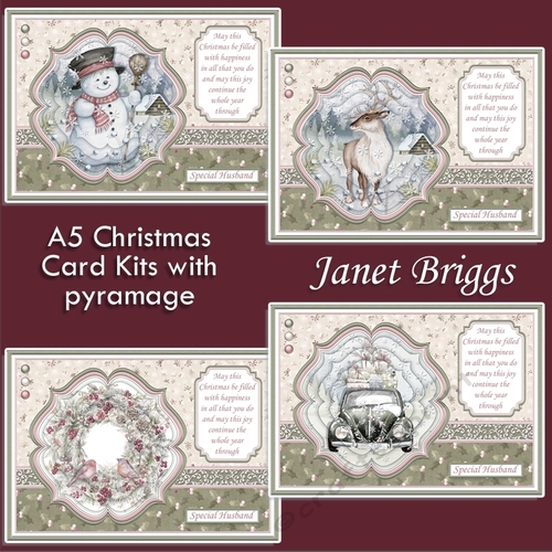 A5 MUTED CHRISTMAS Cards Pyramage & Inserts Bumper Kit