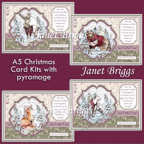 A5 FOREST ANIMALS CHRISTMAS Cards Pyramage & Inserts Bumper Kit