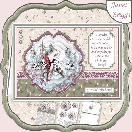 WILD FOREST - SNOW LEOPARD Christmas A5 Pyramage & Insert Kit