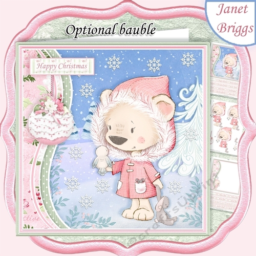 SNOWBEAR & BIRD 7.5 Christmas Decoupage & Insert Card Kit