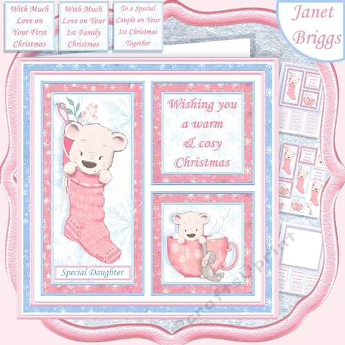 COSY CHRISTMAS SQUARES PINK 7.5 Quick Layer Card & Insert
