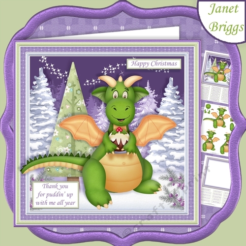 DRAGON PUDDIN UP WITH ME 7.5 Christmas Decoupage & Insert Kit