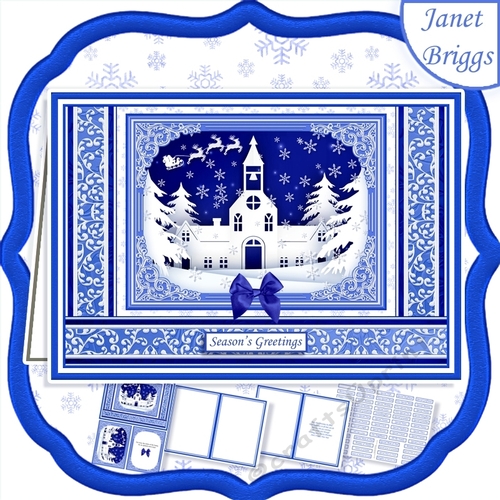 A5 WHITE CHRISTMAS CHURCH Quick Layer Card Kit