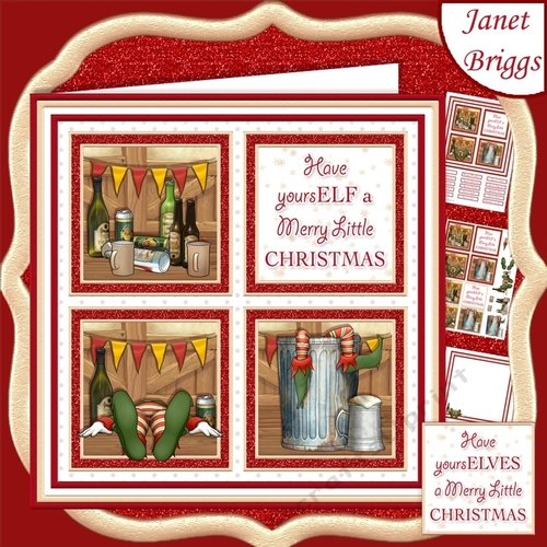 MERRY ELF SQUARES 7.5 Humorous Quick Layer Card & Insert Kit