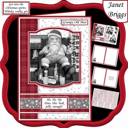 GRUMPY OLD MAN A5 Humorous Christmas Decoupage & Insert Kit