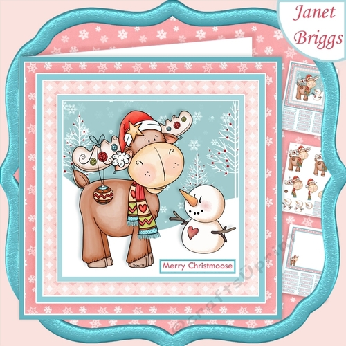 MERRY CHRISTMOOSE 7.5 Christmas Decoupage & Insert Mini Kit
