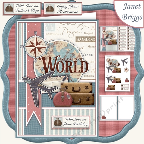 TRAVEL AROUND THE WORLD A5 Decoupage & Insert Mini Kit