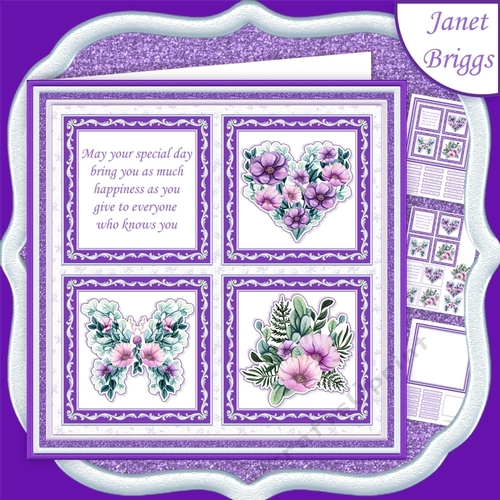 LILAC FLORAL SQUARES 7.5 Quick Layer Card & Insert Kit