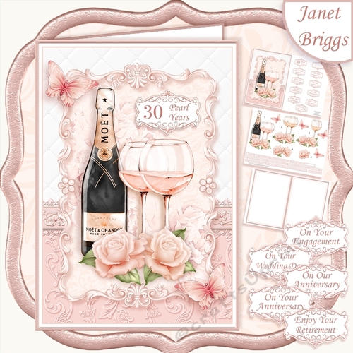 CHAMPAGNE CELEBRATIONS PEARL A5 Decoupage & Insert