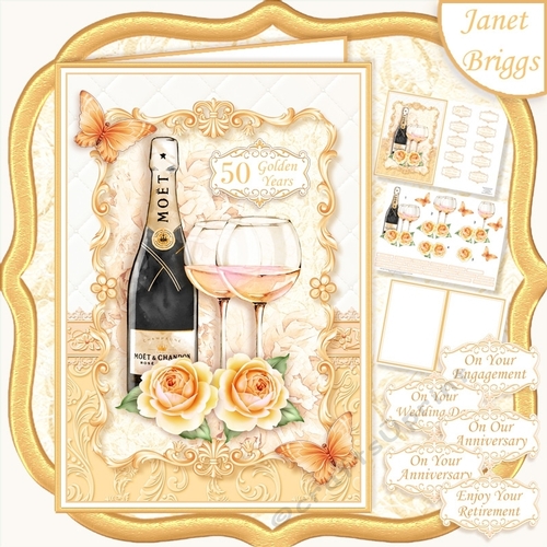 CHAMPAGNE CELEBRATIONS GOLD A5 Decoupage & Insert