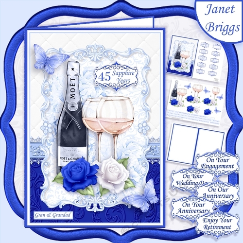 CHAMPAGNE CELEBRATIONS SAPPHIRE A5 Decoupage & Insert