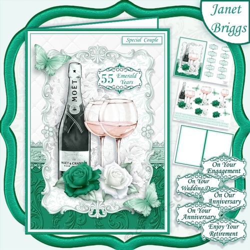 CHAMPAGNE CELEBRATIONS EMERALD A5 Decoupage & Insert