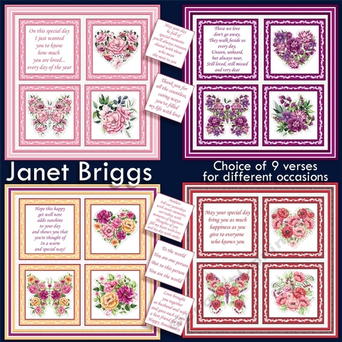 FLORAL SQUARES & VERSES All Occasions 7.5 Quick Layer Cards & Insert Bumper Kit