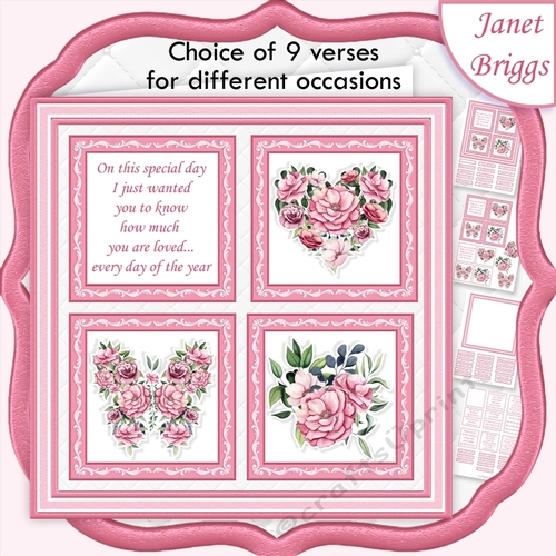 PINK FLORAL SQUARES 7.5 Quick Layer Card & Insert Kit