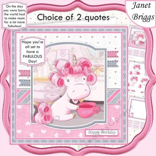 FABULOUS UNICORN 7.5 Decoupage & Insert Card Kit