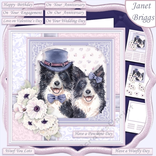 COLLIES COUPLE 7.5 Decoupage & Insert Card Kit
