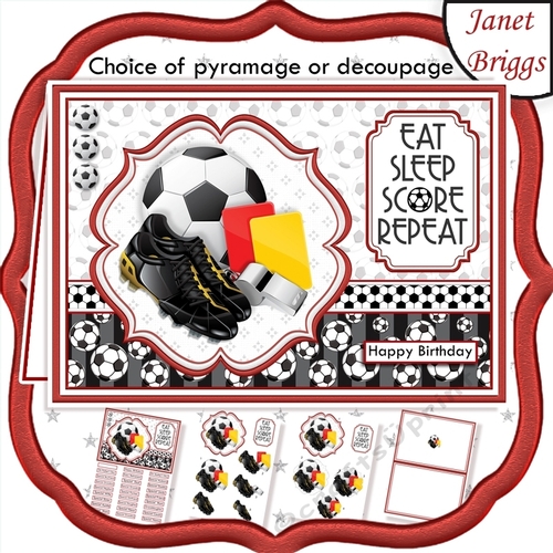 FOOTBALL RED A5 Decoupage or Pyramage & Insert Card Kit