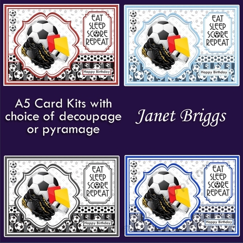 A5 FOOTBALL CARDS Choice of Decoupage or Pyramage & Inserts SOCCER Bumper Kit