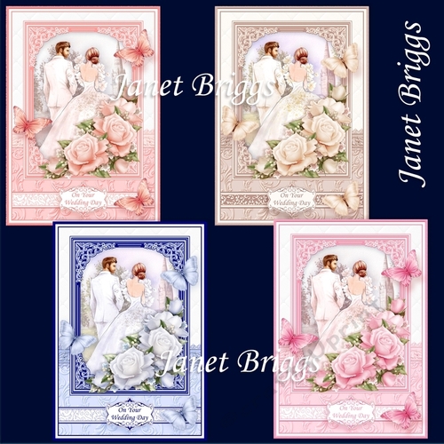 BRIDE & GROOM WEDDING DAY A5 Decoupage & Inserts With Verses Bumper Kit