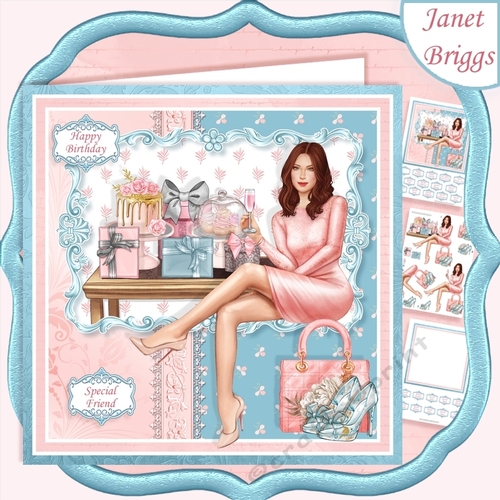 BIRTHDAY GIRL 7.5 Decoupage & Insert Card Kit