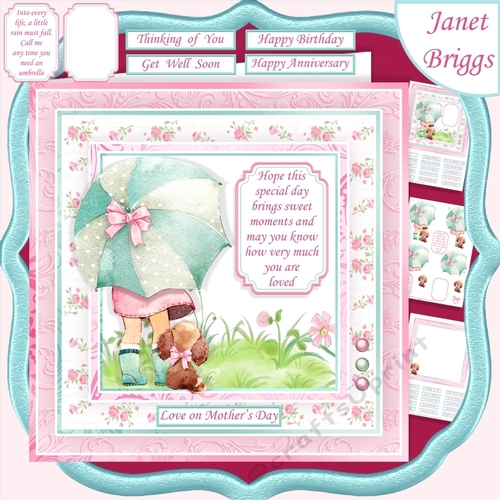 UMBRELLA GIRL & VERSE 7.5 Decoupage & Insert Card Kit