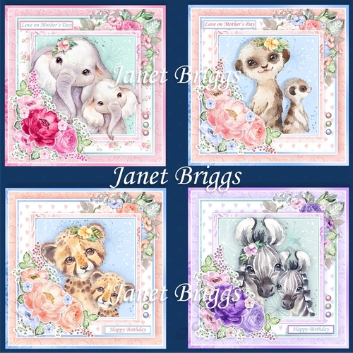 WILD ANIMALS MOTHERS & BABIES 7.5 Decoupage Bumper Kit