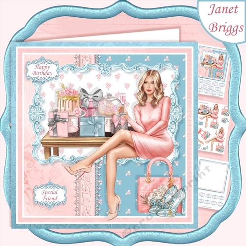 BIRTHDAY GIRL BLONDE 7.5 Decoupage & Insert Card Kit
