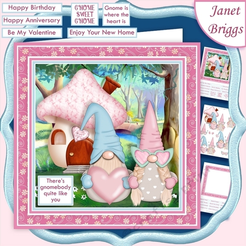 GNOME SWEET GNOME 7.5 Decoupage Card Kit Various Occasions