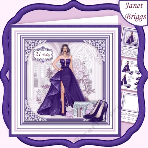 A SPECIAL EVENING PURPLE 7.5 Decoupage Insert Card Kit
