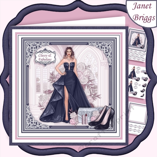 A SPECIAL EVENING NAVY 7.5 Decoupage Insert Card Kit