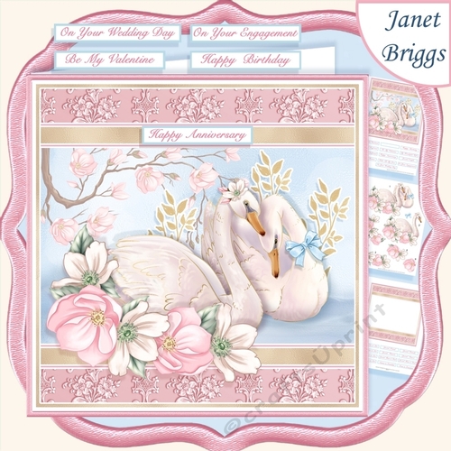 SWAN LOVE Romantic 7.5 Decoupage & Insert Card Kit