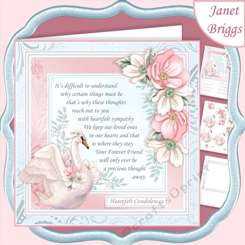 SYMPATHY VERSE & SWAN 7.5 Decoupage & Insert Card Kit