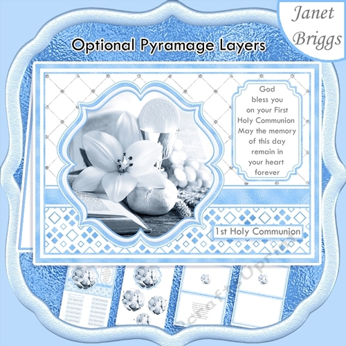 1st HOLY COMMUNION BLUE A5 Pyramage verse & Inserts Card Kit
