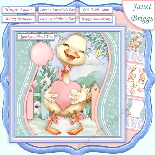 QUACKERS ABOUT YOU 7.5 Decoupage Card Kit Various Occasions