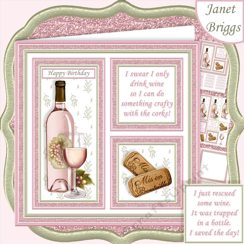 ROSE WINE SAVE THE DAY or CRAFTY CORKS 7.5 Squares Quick Layer Card Kit