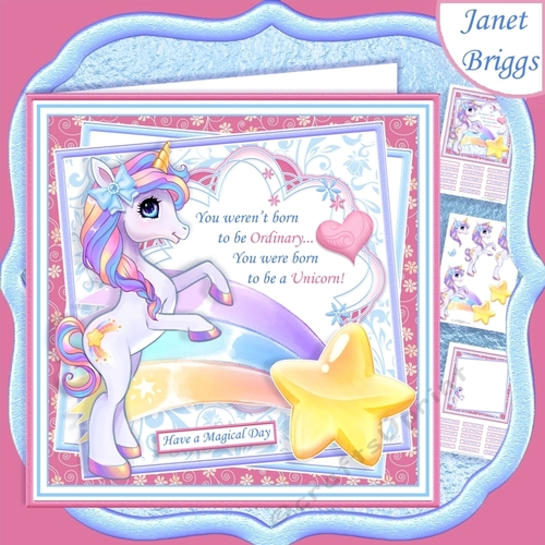 BORN TO BE A UNICORN 7.5 Decoupage & Insert Card Kit