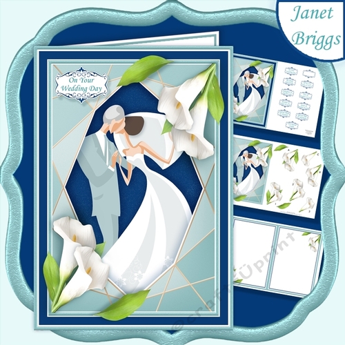 WEDDING CALLA LILIES BLUE A5 Decoupage Card Kit